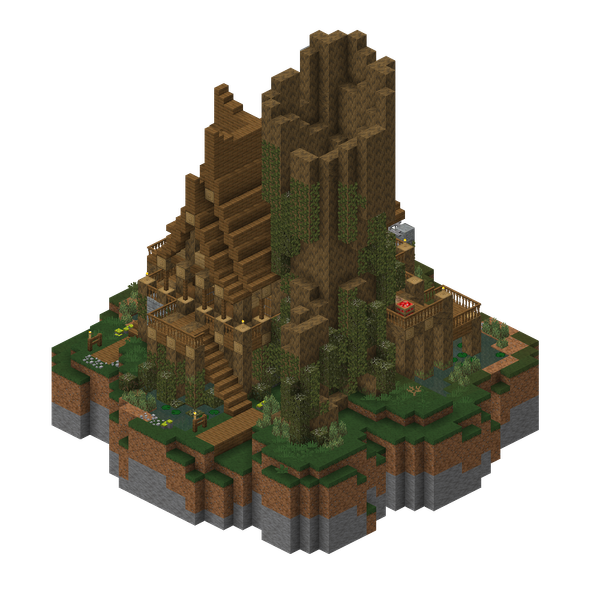 A 3D-render of the Witch Hut structure