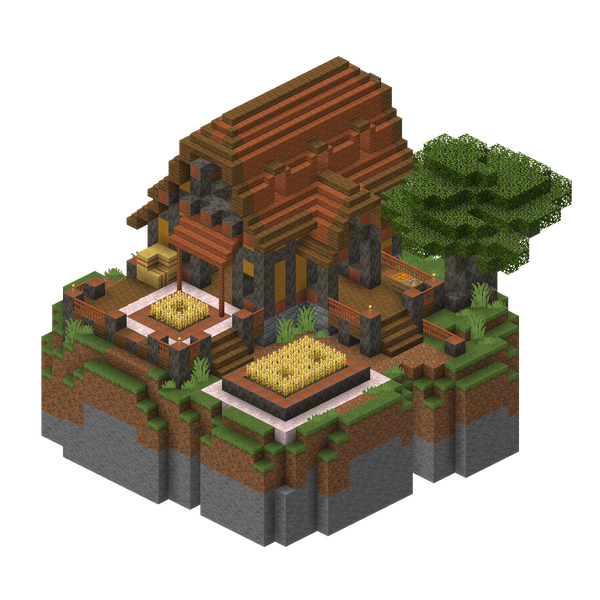 A 3D-render of the Farm House structure