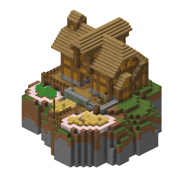 A 3D-render of the Farm House structure