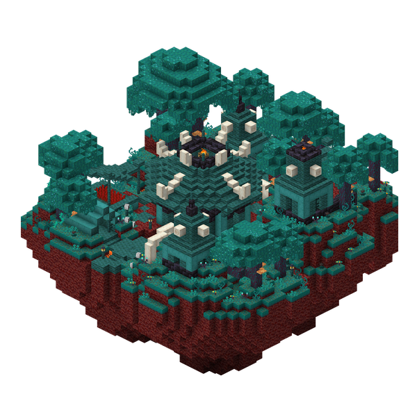 A 3D-render of the Piglin Camp structure