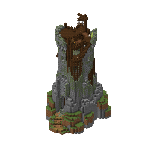 A 3D-render of the Pillager Outpost structure