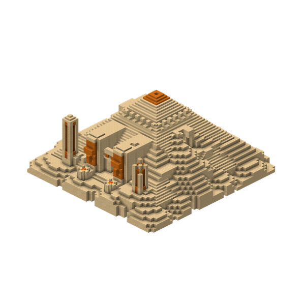 A 3D-render of the Desert Temple structure