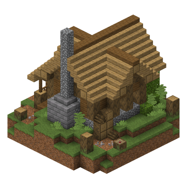A 3D-render of the Lumberjack Cabin structure