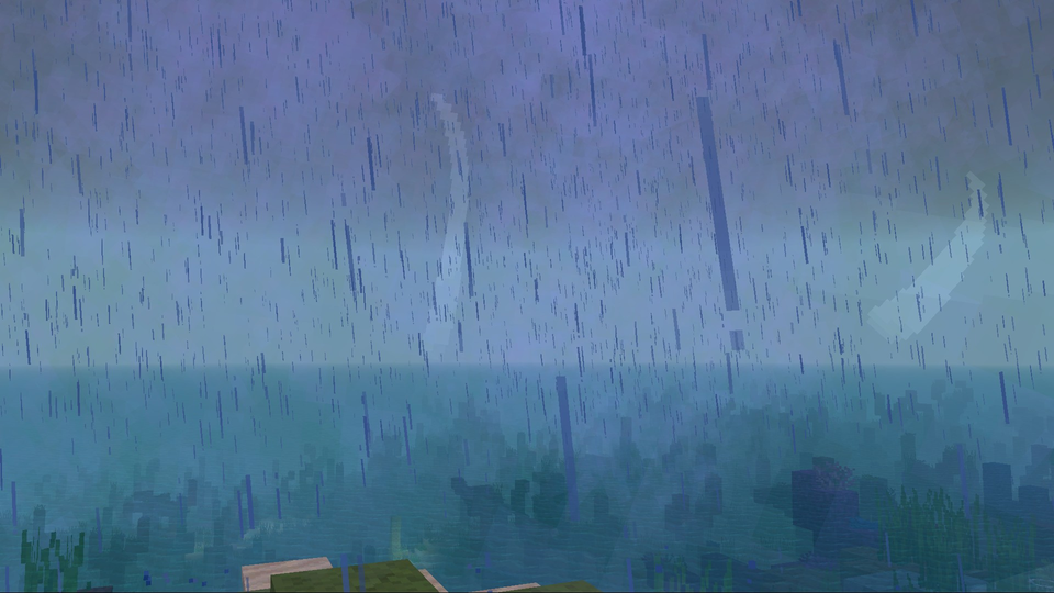 An in-game screenshot of the Intense Rain effect