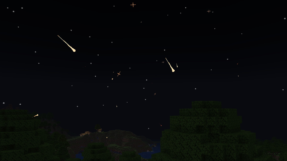 An in-game screenshot of the Meteor Showers effect