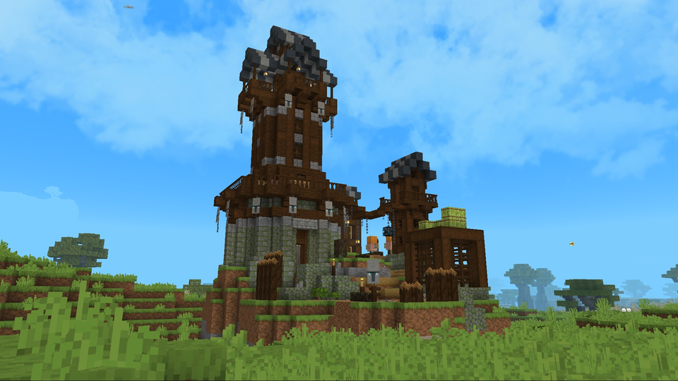 In-game screenshot of the Pillager Outpost structure