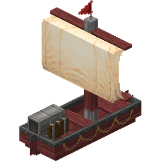The in-game model of the pillager Sailboat with a cannon