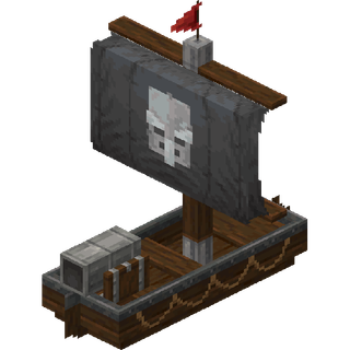 The in-game model of the pillager Sailboat with a cannon