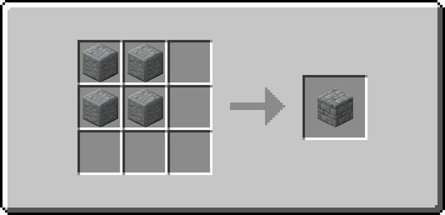 The crafting recipe for Andesite Bricks