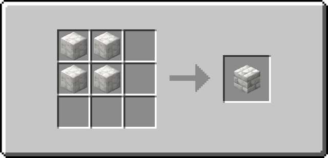The crafting recipe for Calcite Bricks