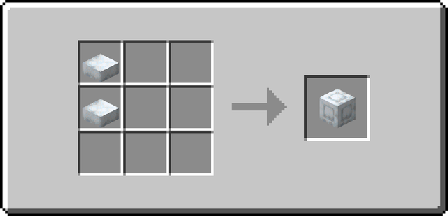The crafting recipe for Chiseled Snow
