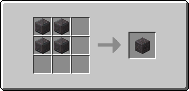 The crafting recipe for Cut Netherite