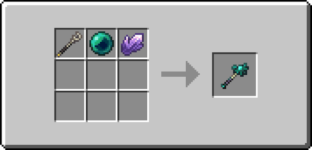 The crafting recipe of the Ender Staff