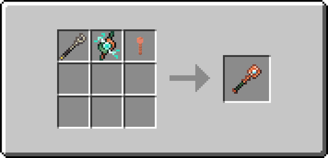 The crafting recipe of the Lightning Staff