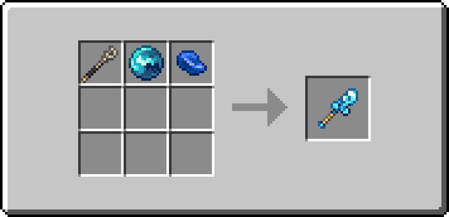 The crafting recipe of the Ocean Staff