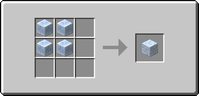 The crafting recipe for Packed Ice Bricks