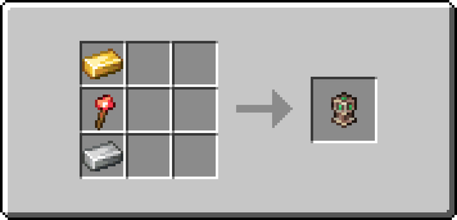 The crafting recipe of the Quarry Marker block