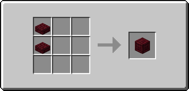 The crafting recipe for Chiseled Red Nether Bricks