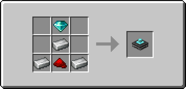 The crafting recipe for the Redstone Drill