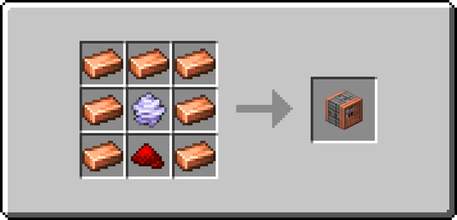 The crafting recipe for the Redstone Fan