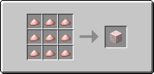 The crafting recipe for Block of Salt