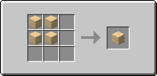 The crafting recipe for Sandstone Bricks