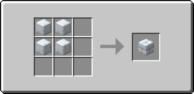 The crafting recipe for Snow Bricks