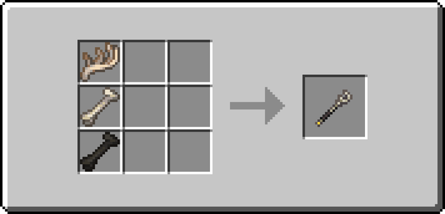 The crafting recipe for the Staff