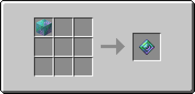 The crafting recipe of Viridum, from a Block of Viridium