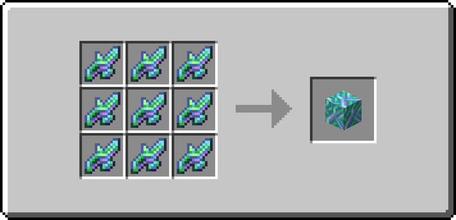 The crafting recipe for Block of Viridium Shards