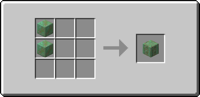 The crafting recipe for Weathered Copper Pillar